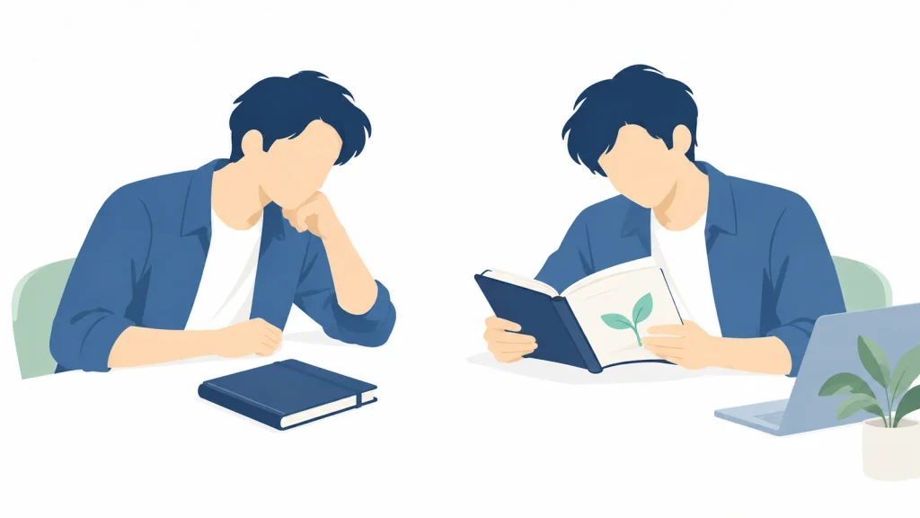 閉じた過去のノートを、新しい学びの芽が描かれたページとして読み直す人
