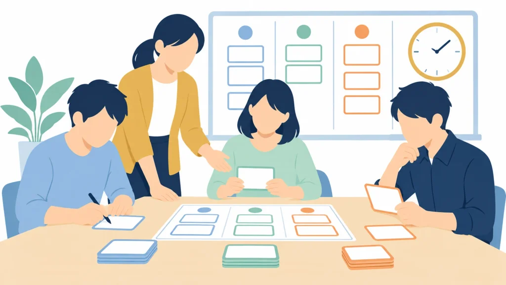 仲間と課題に取り組み、互いに支え合う学習コミュニティのイラスト